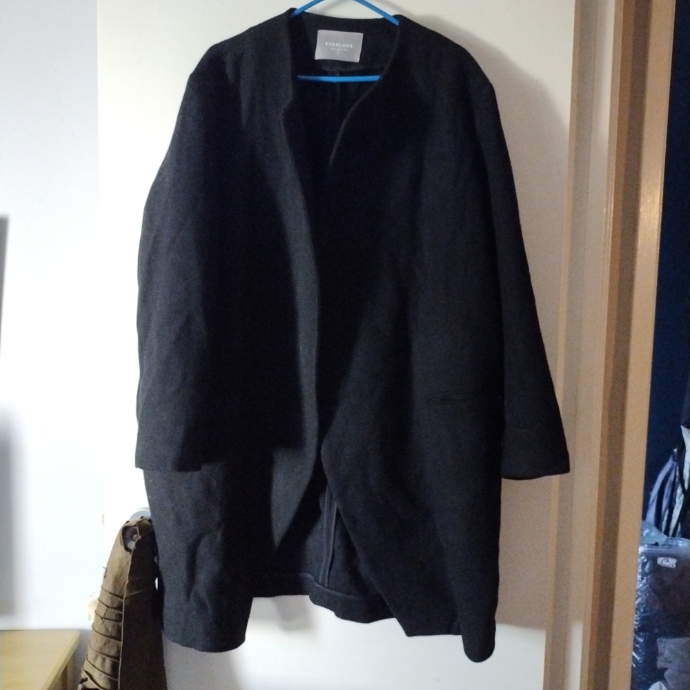 EVERLANE Black Wool Blanket Clutch Oversized Coat 12